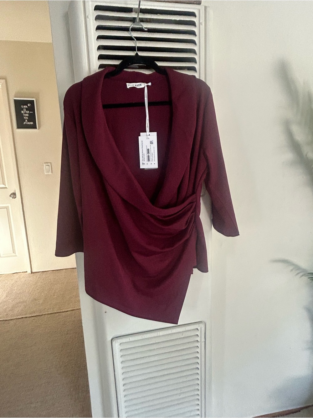 Grace Karin Draped Wrap Cardigan in Wine